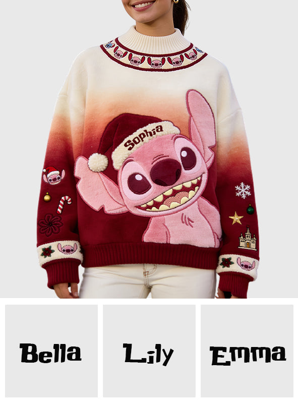 Ohana Christmas - Personalized Ohana Mock Neck Sweatshirt