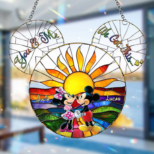 Walking Towards The Sun - Personalized Mouse Window Hanging Suncatcher Ornament