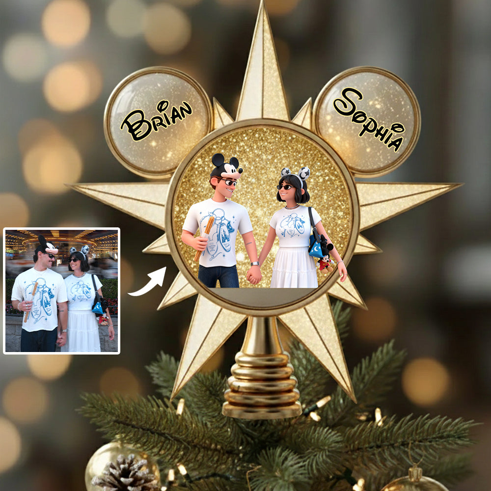 Custom Cartoonish Style From Photo - Personalized Mouse LED Light Tree Topper