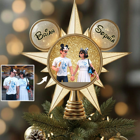 Custom Cartoonish Style From Photo - Personalized Mouse LED Light Tree Topper