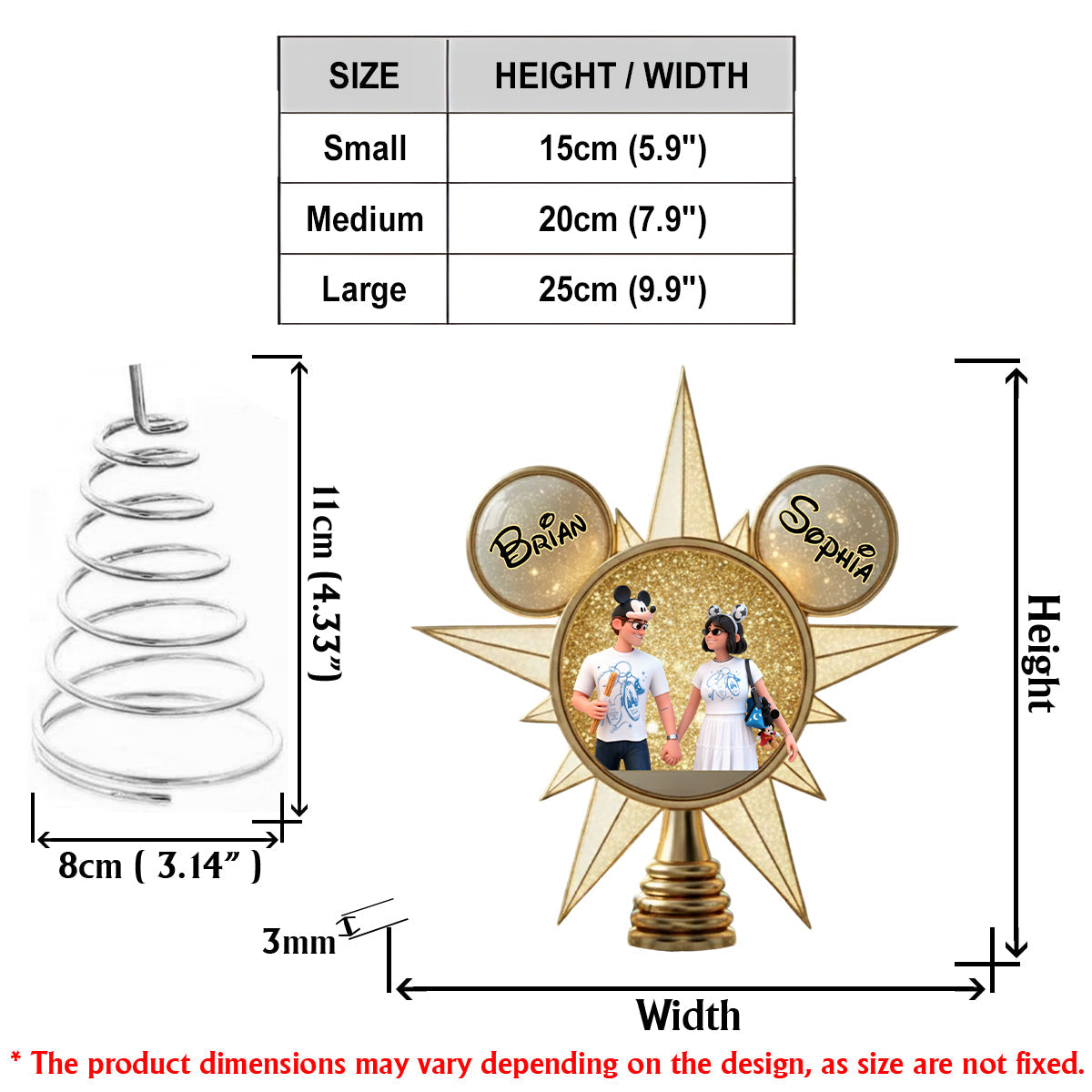 Custom Cartoonish Style From Photo - Personalized Mouse LED Light Tree Topper