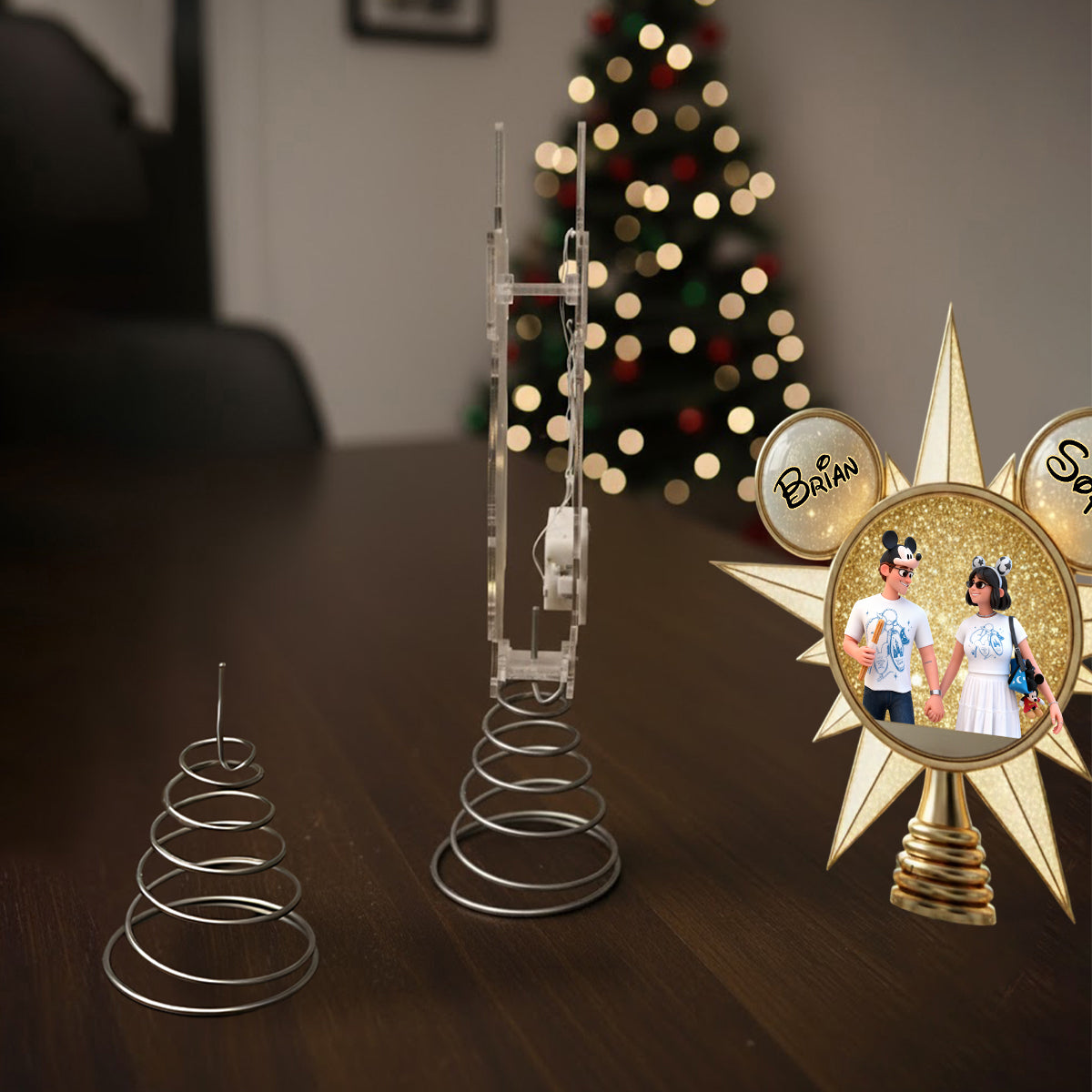 Custom Cartoonish Style From Photo - Personalized Mouse LED Light Tree Topper