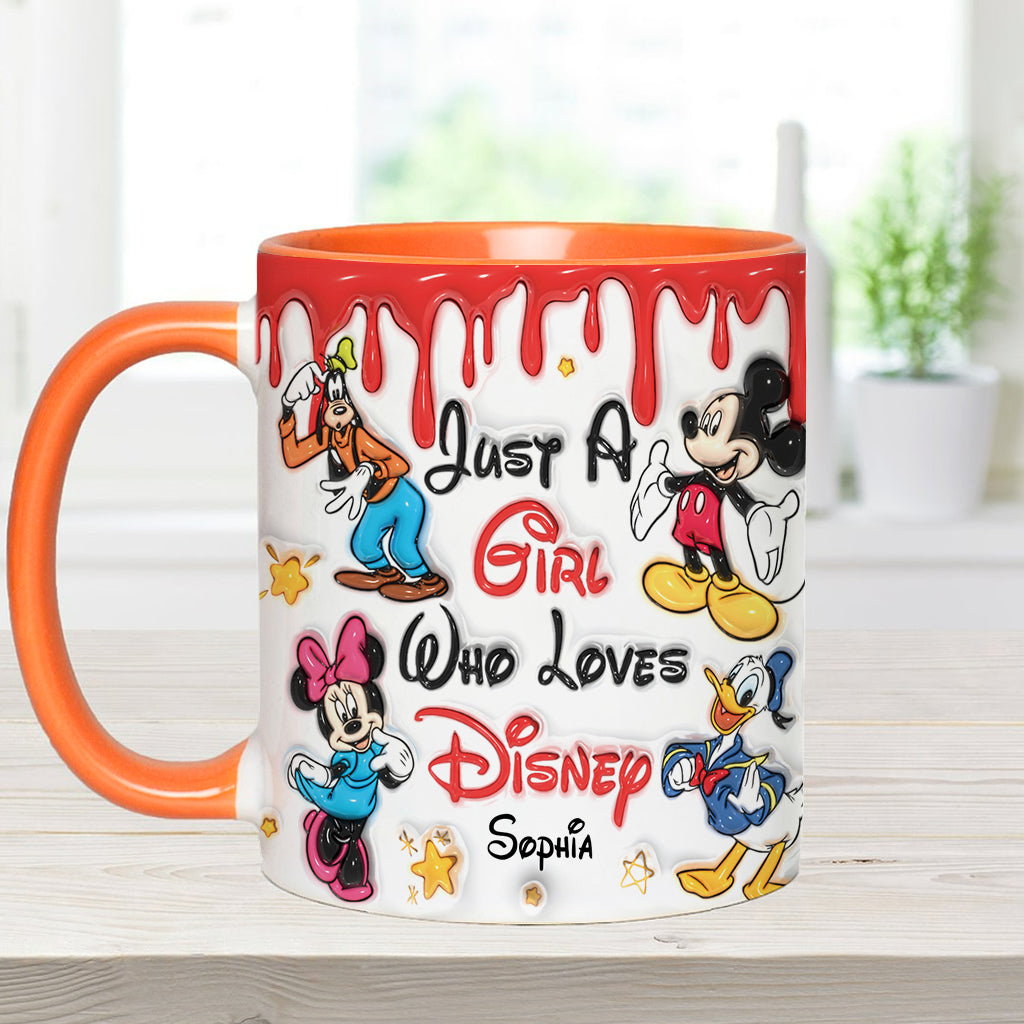 Just A Girl Living In Disney World - Personalized Mouse Accent Mug