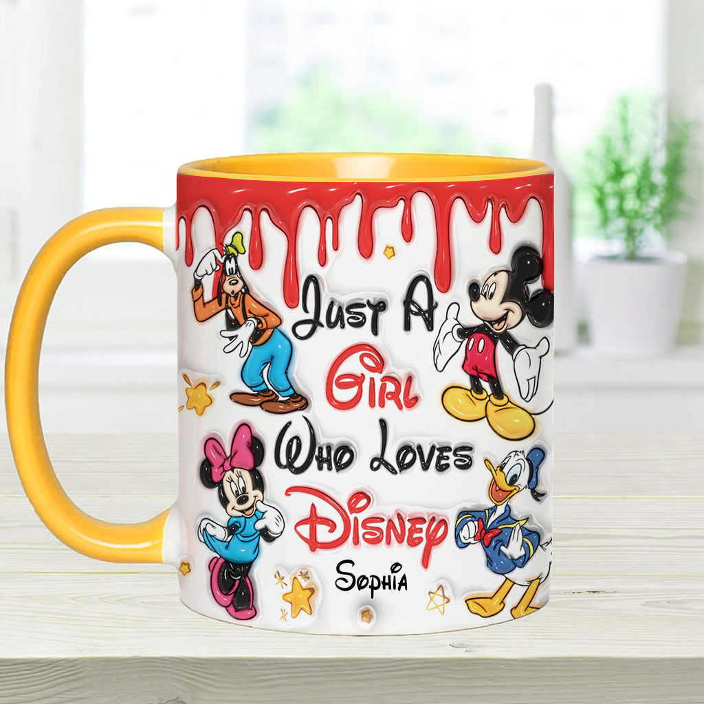 Just A Girl Living In Disney World - Personalized Mouse Accent Mug