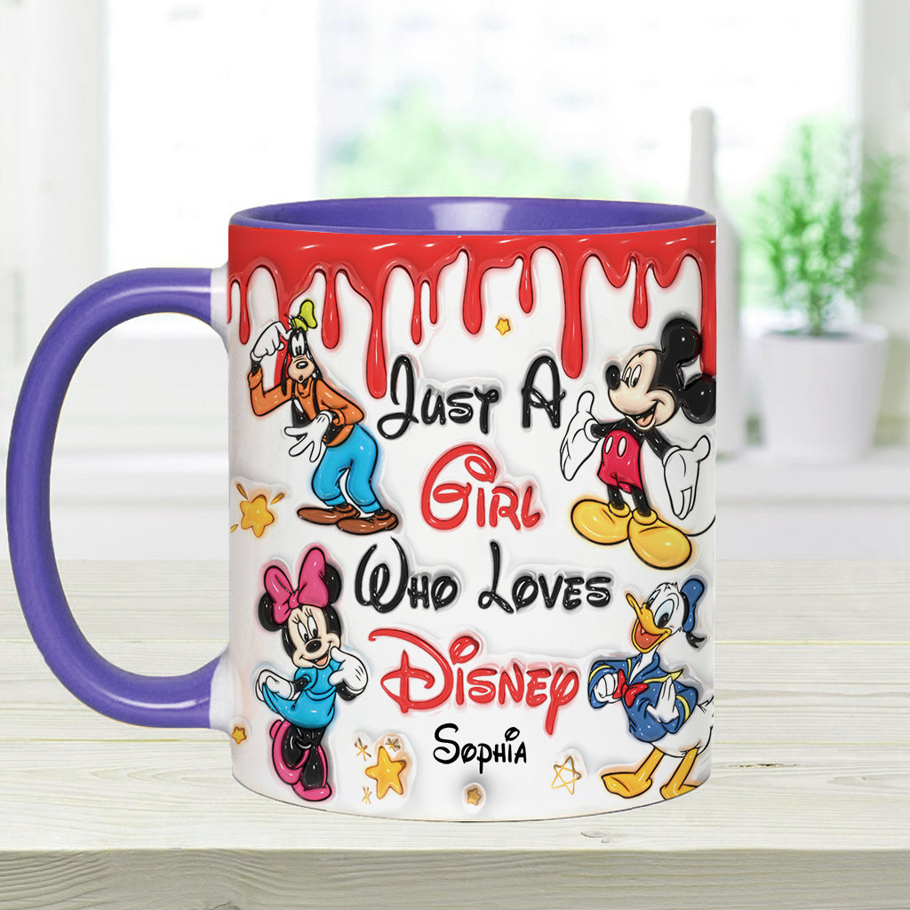 Just A Girl Living In Disney World - Personalized Mouse Accent Mug
