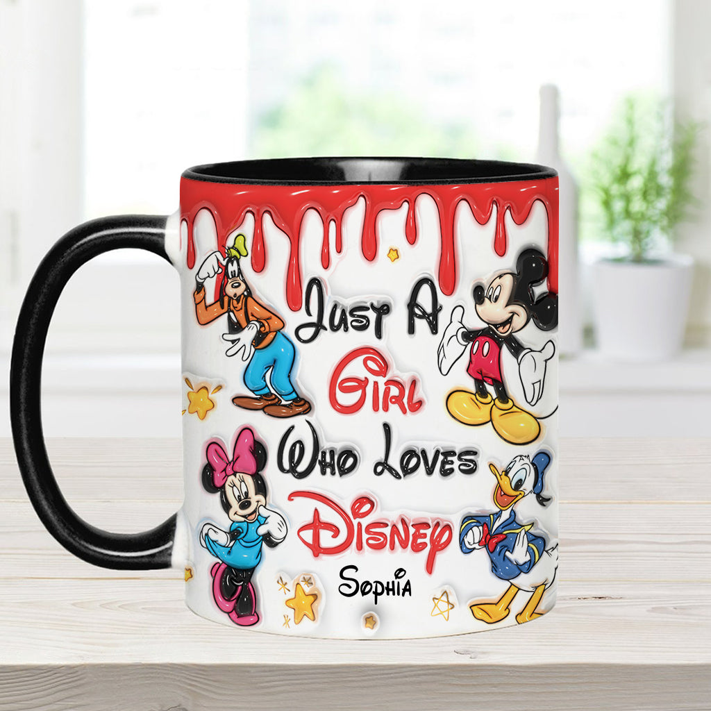 Just A Girl Living In Disney World - Personalized Mouse Accent Mug