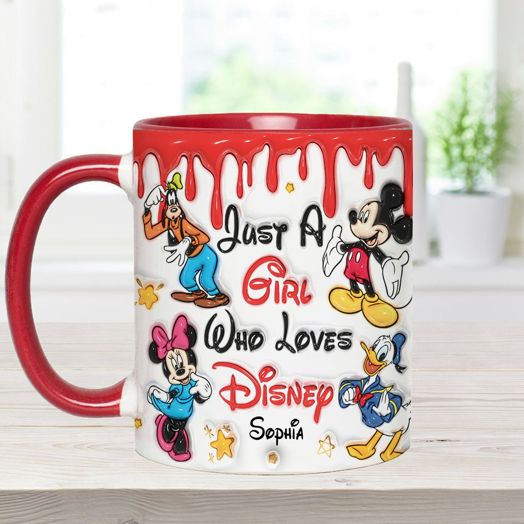 Just A Girl Living In Disney World - Personalized Mouse Accent Mug