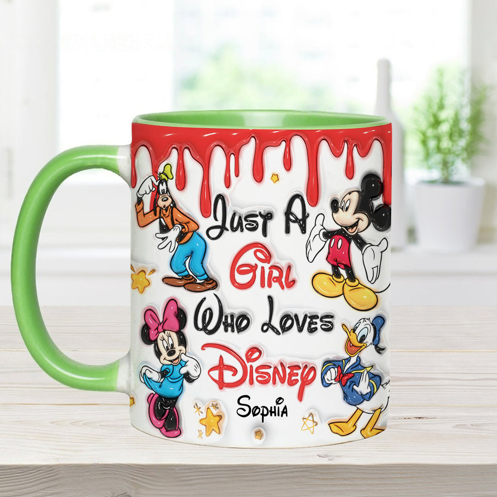 Just A Girl Living In Disney World - Personalized Mouse Accent Mug