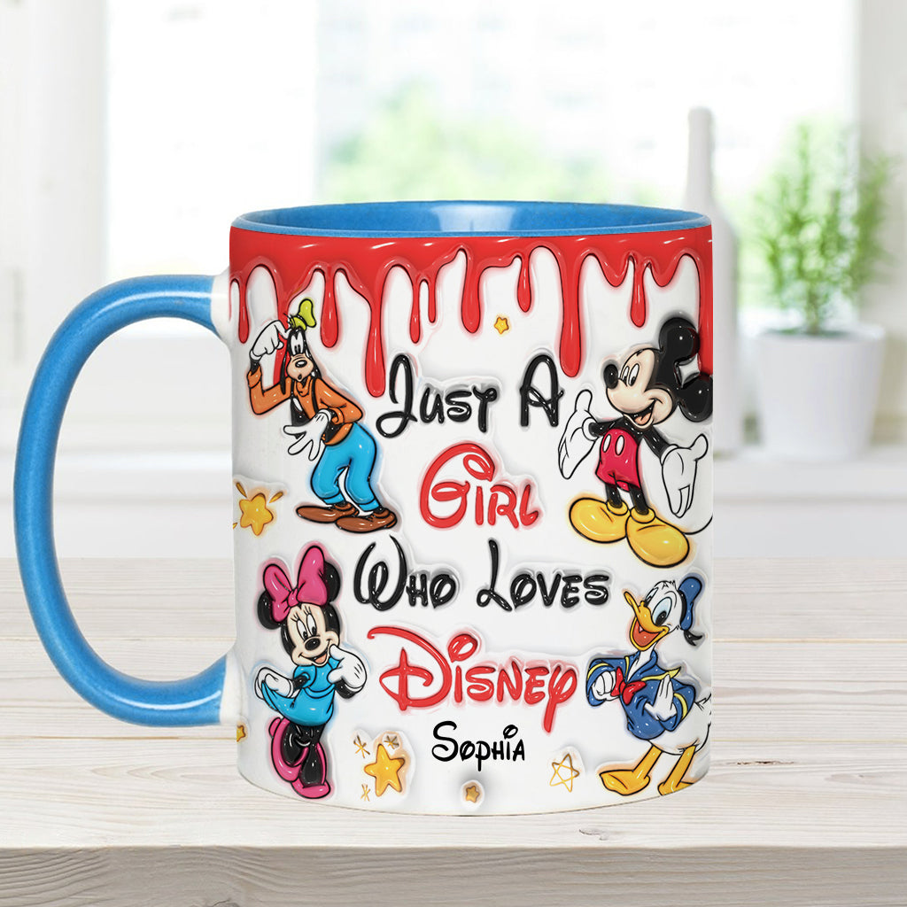 Just A Girl Living In Disney World - Personalized Mouse Accent Mug