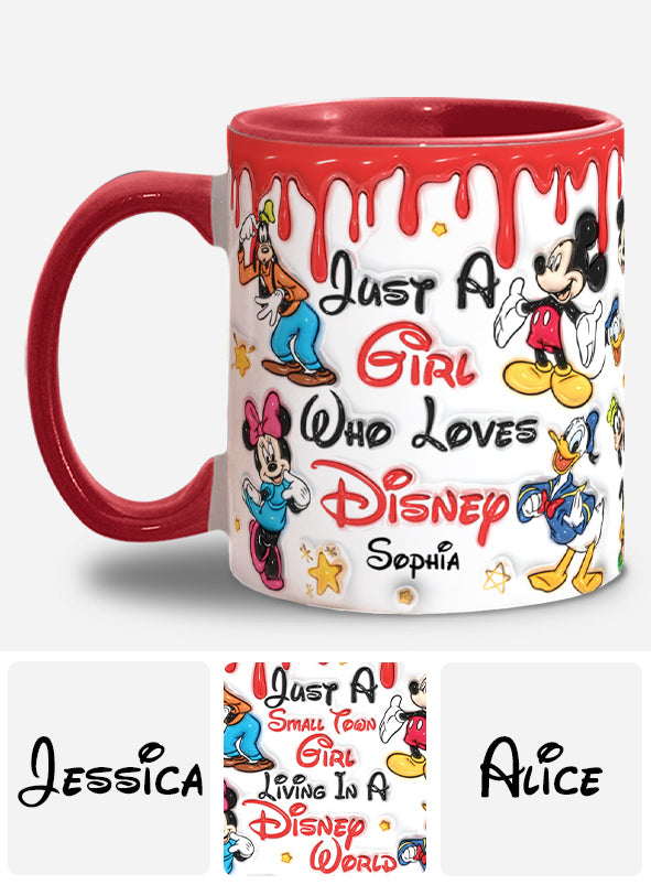 Just A Girl Living In Disney World - Personalized Mouse Accent Mug