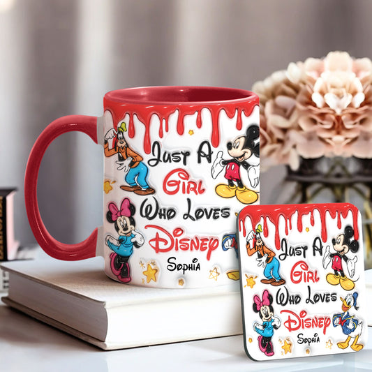 Just A Girl Living In Disney World - Personalized Mouse Accent Mug