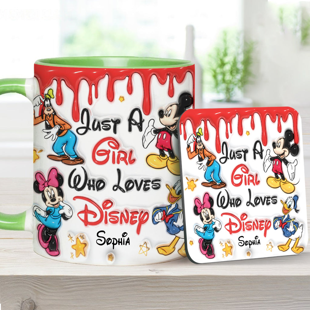 Just A Girl Living In Disney World - Personalized Mouse Accent Mug