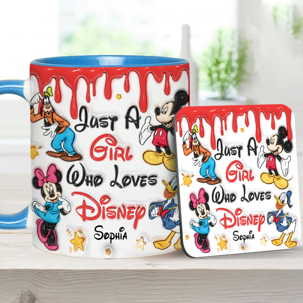 Just A Girl Living In Disney World - Personalized Mouse Accent Mug