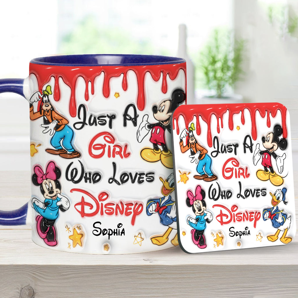 Just A Girl Living In Disney World - Personalized Mouse Accent Mug