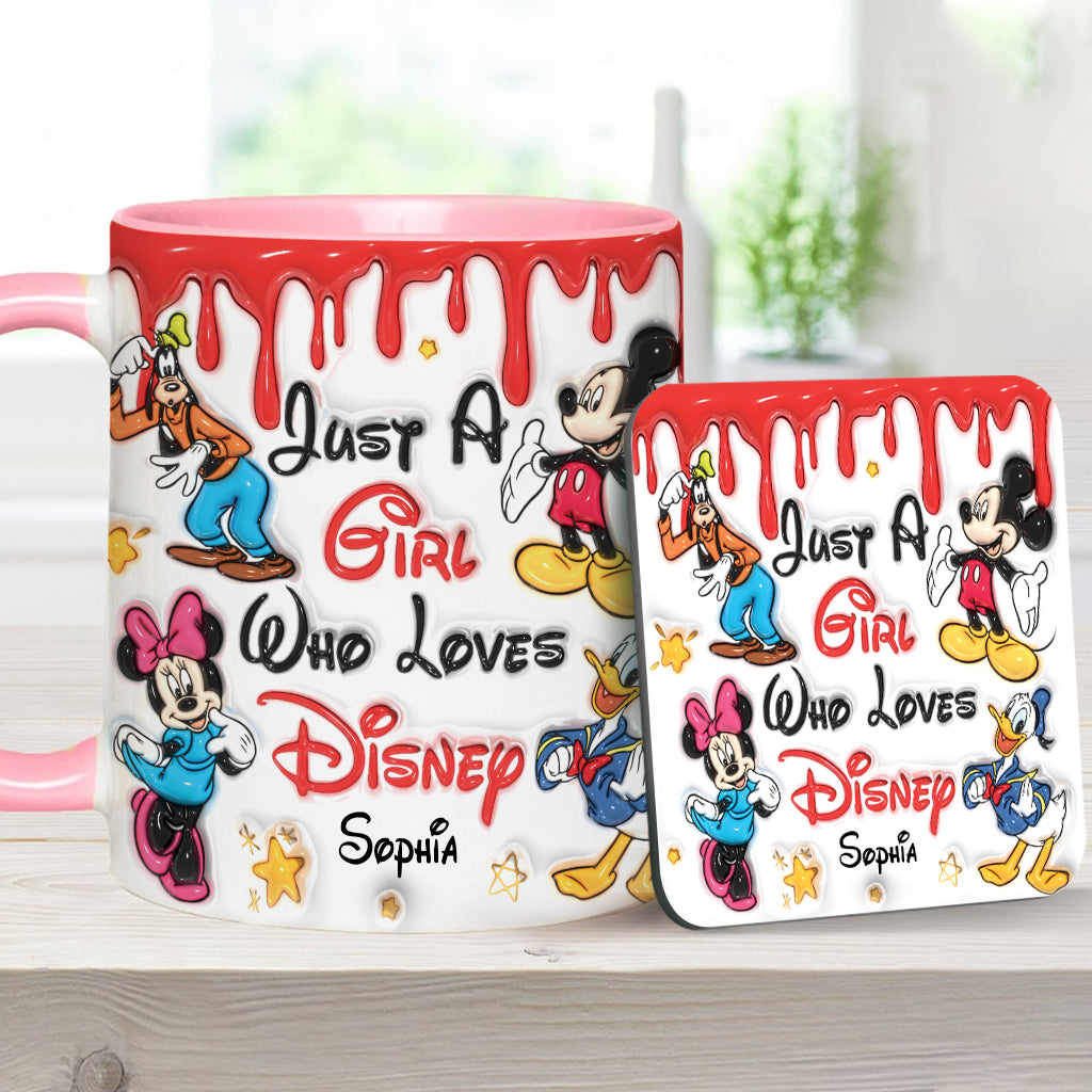 Just A Girl Living In Disney World - Personalized Mouse Accent Mug