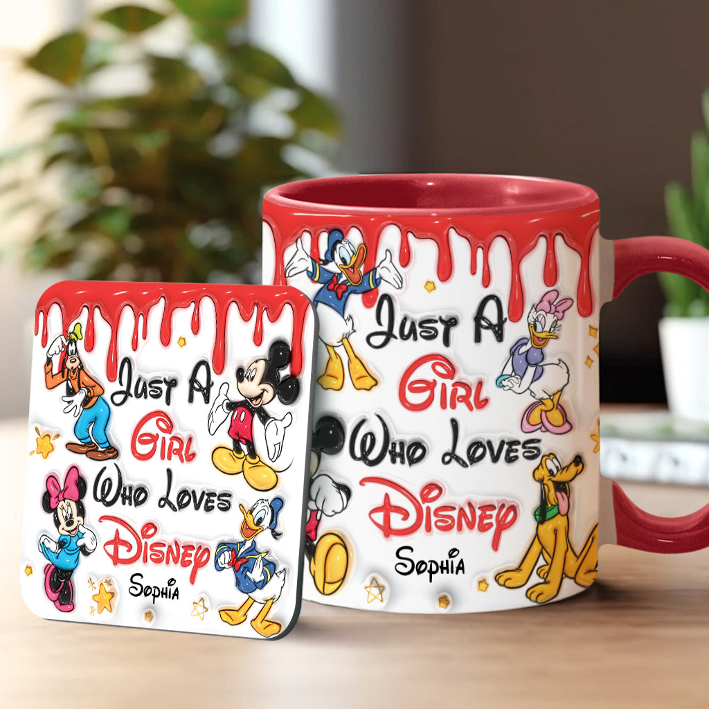Just A Girl Living In Disney World - Personalized Mouse Accent Mug
