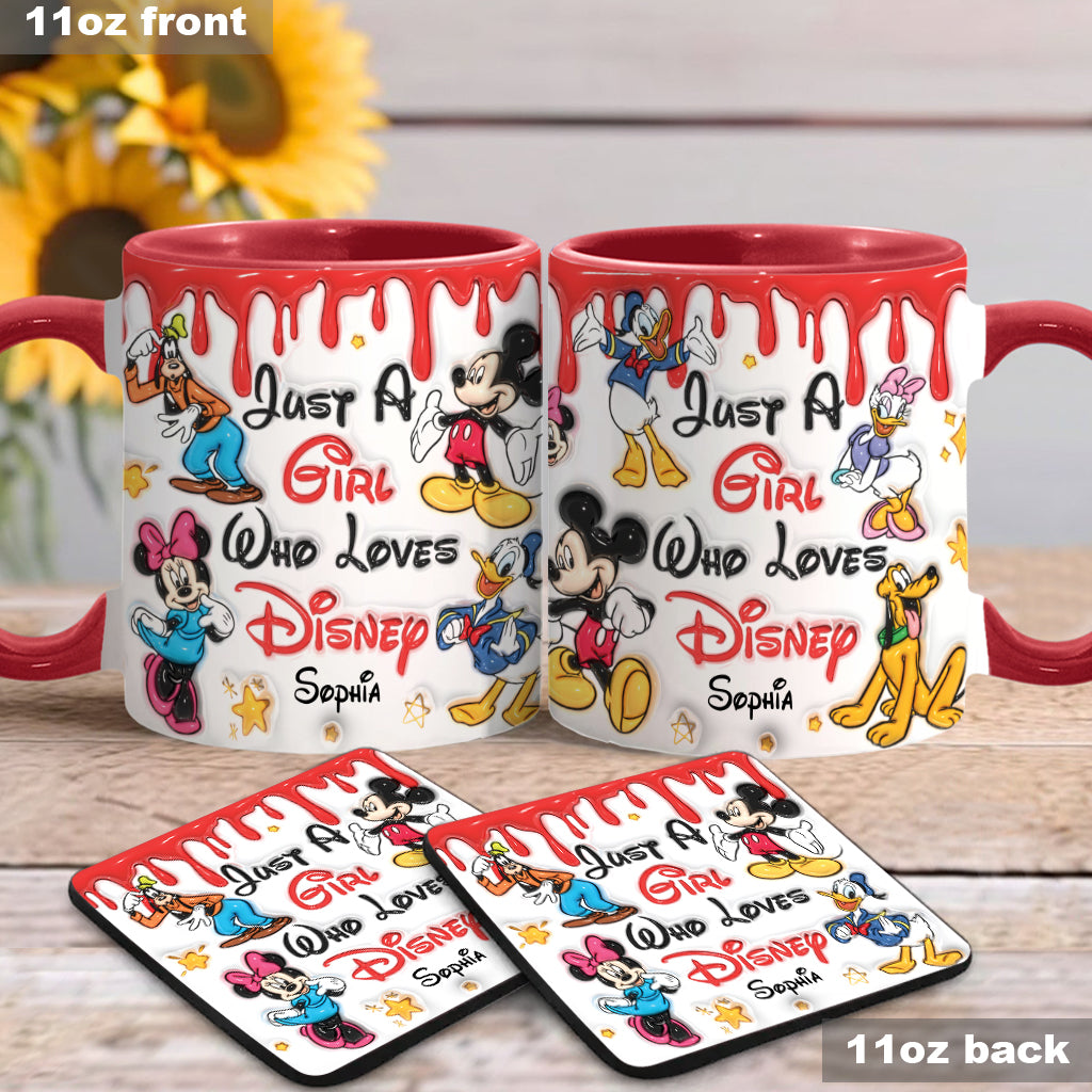 Just A Girl Living In Disney World - Personalized Mouse Accent Mug
