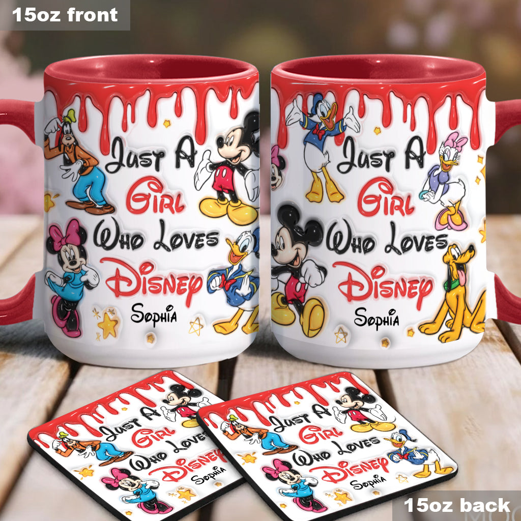 Just A Girl Living In Disney World - Personalized Mouse Accent Mug