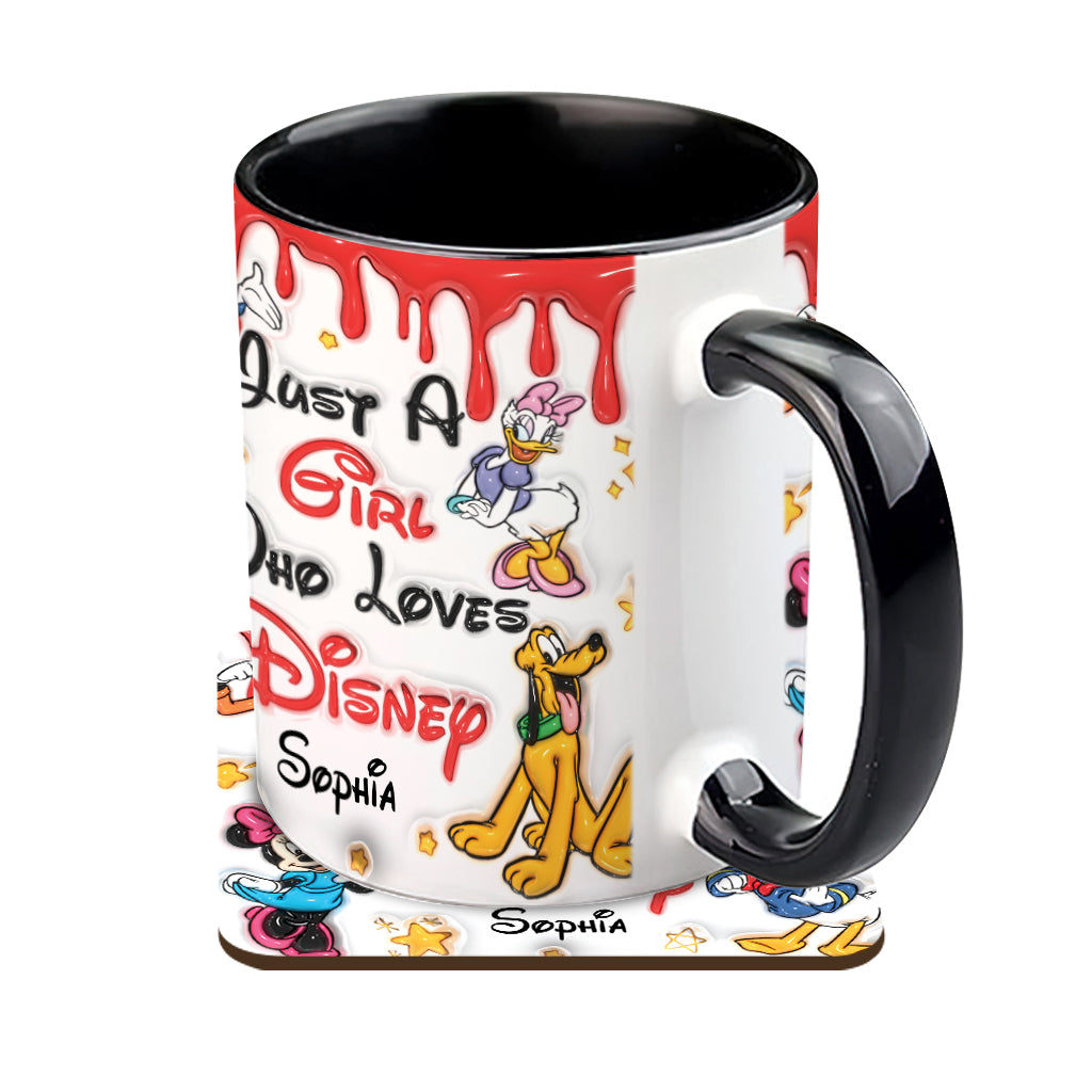 Just A Girl Living In Disney World - Personalized Mouse Accent Mug
