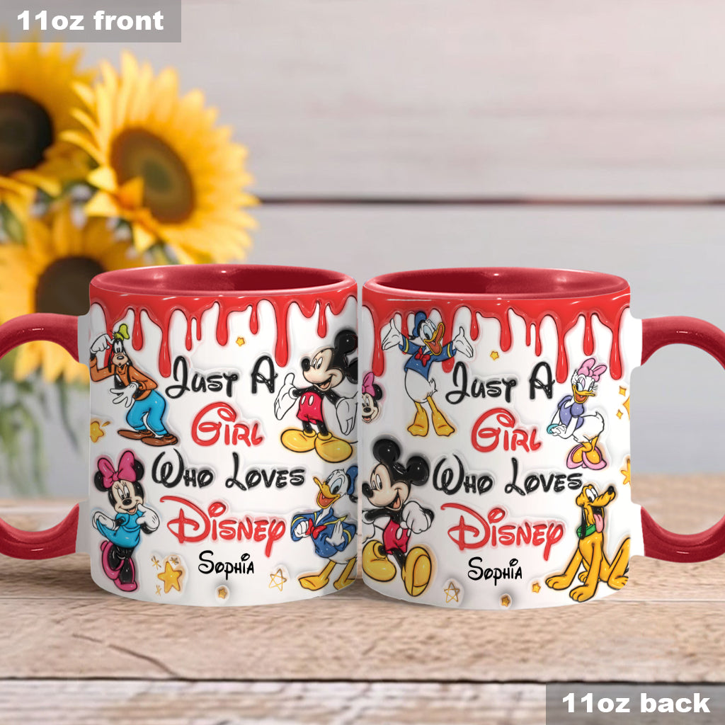 Just A Girl Living In Disney World - Personalized Mouse Accent Mug