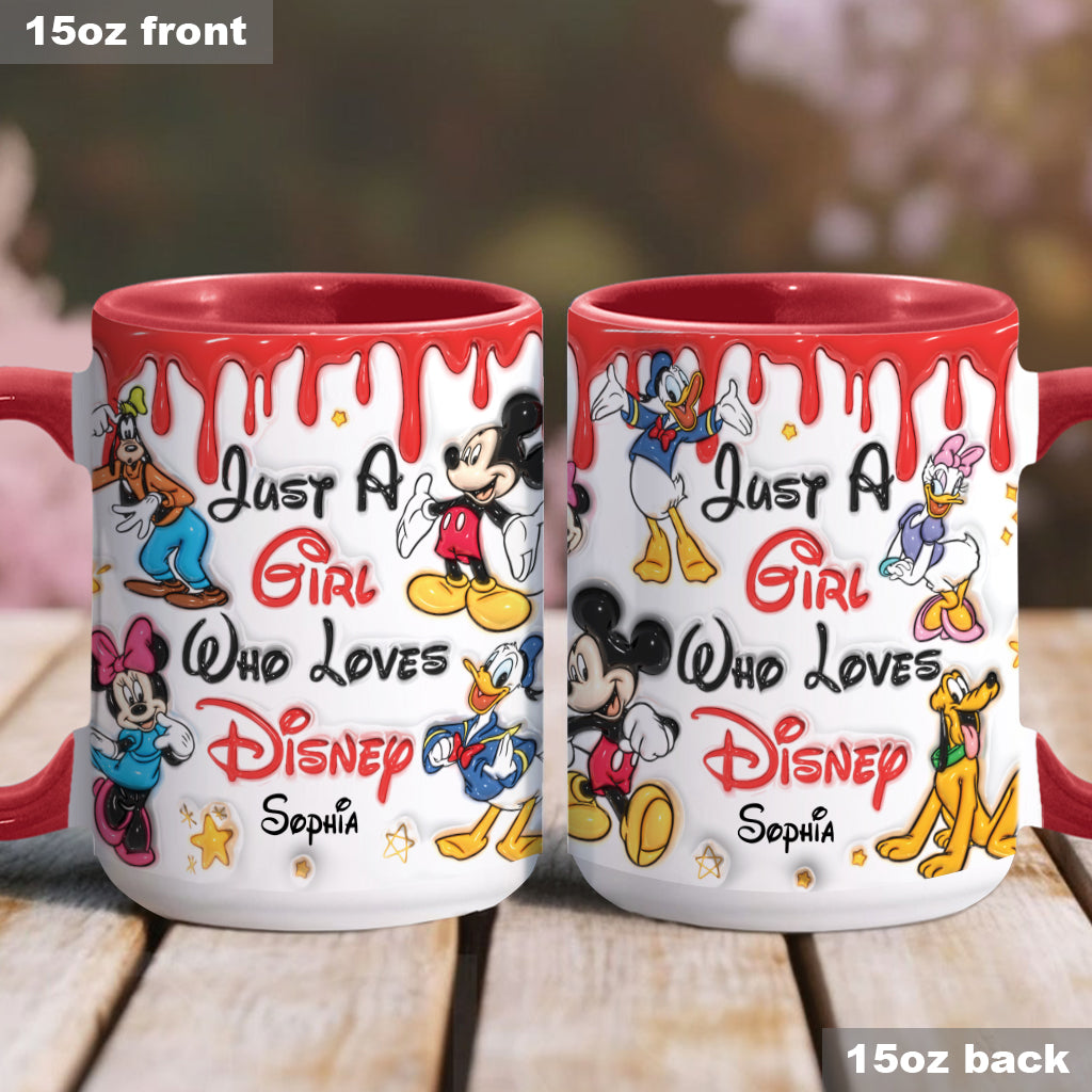 Just A Girl Living In Disney World - Personalized Mouse Accent Mug