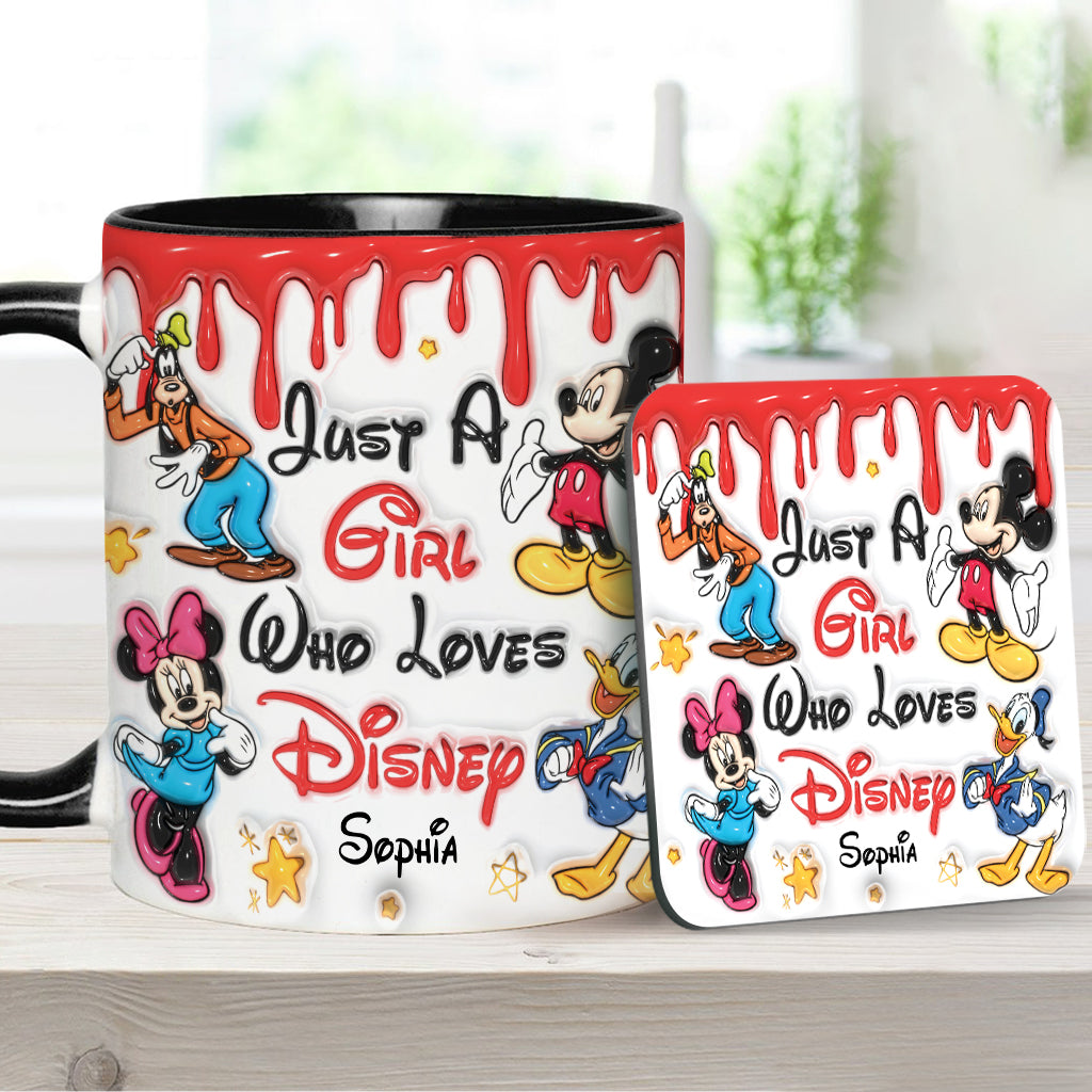 Just A Girl Living In Disney World - Personalized Mouse Accent Mug