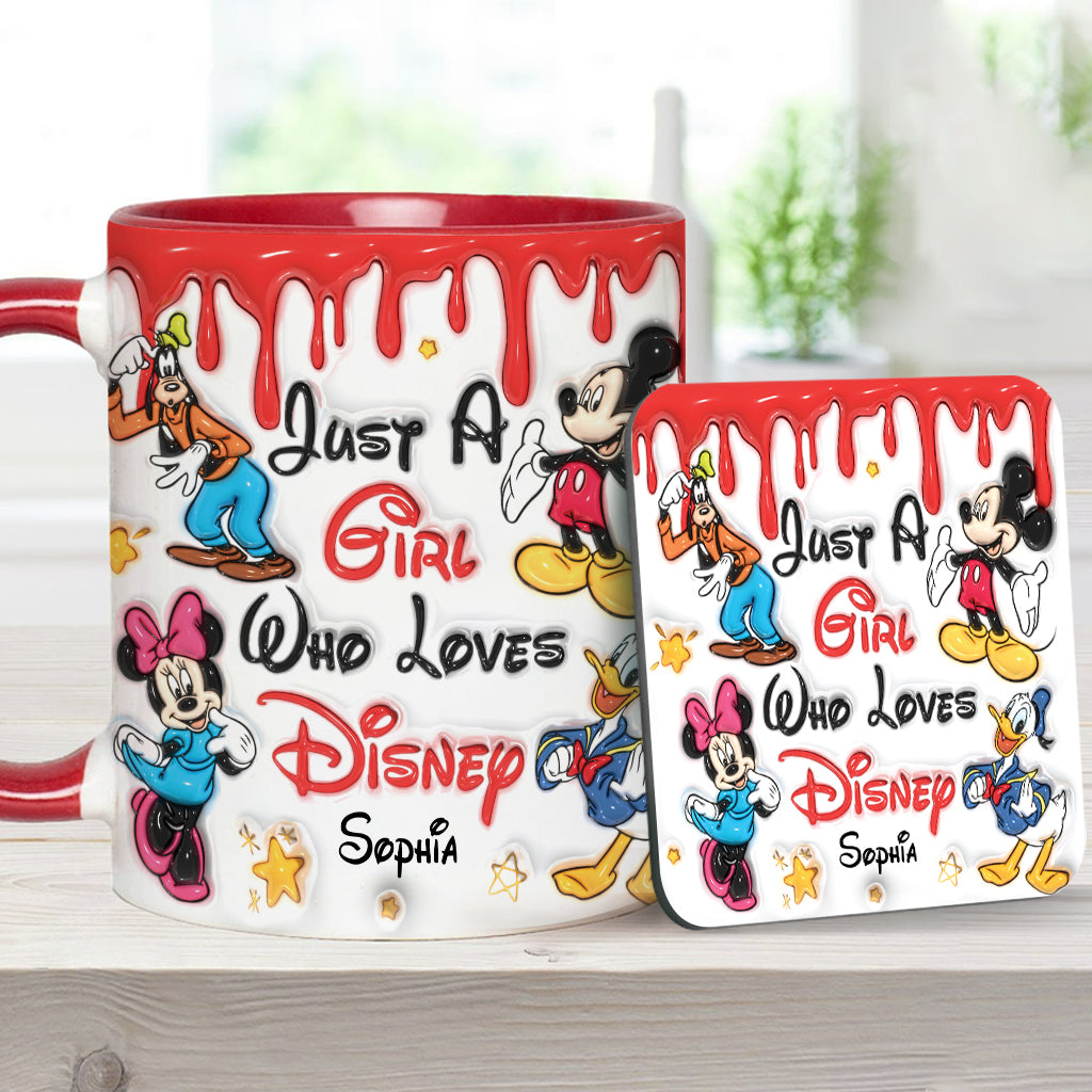 Just A Girl Living In Disney World - Personalized Mouse Accent Mug
