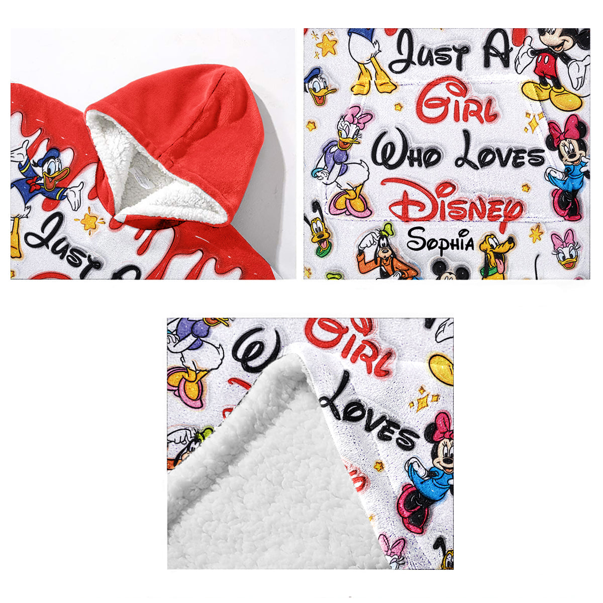Just A Girl Who Loves Disney - Personalized Mouse Blanket Hoodie