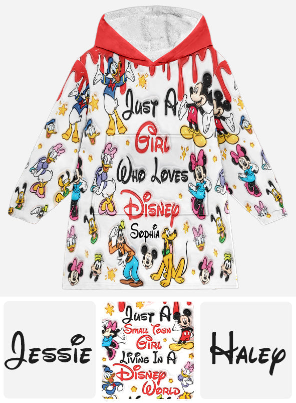 Just A Girl Who Loves Disney - Personalized Mouse Blanket Hoodie