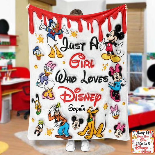 Just A Girl Living In Disney World - Personalized Mouse Blanket