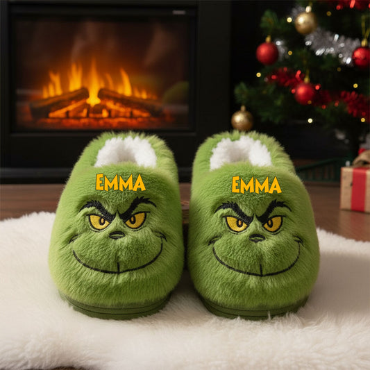 Green Monster - Personalized Stole Christmas Slippers