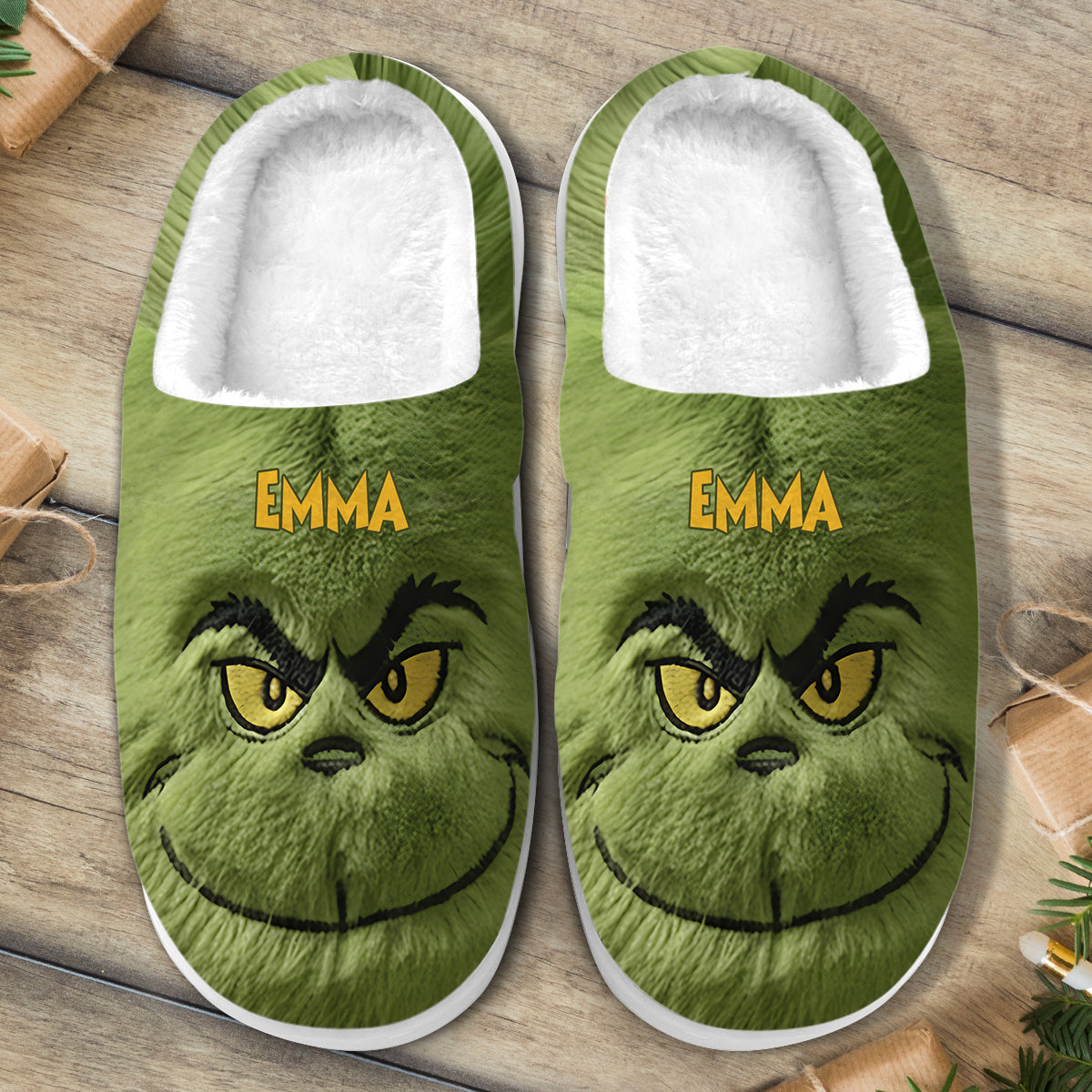 Green Monster - Personalized Stole Christmas Slippers