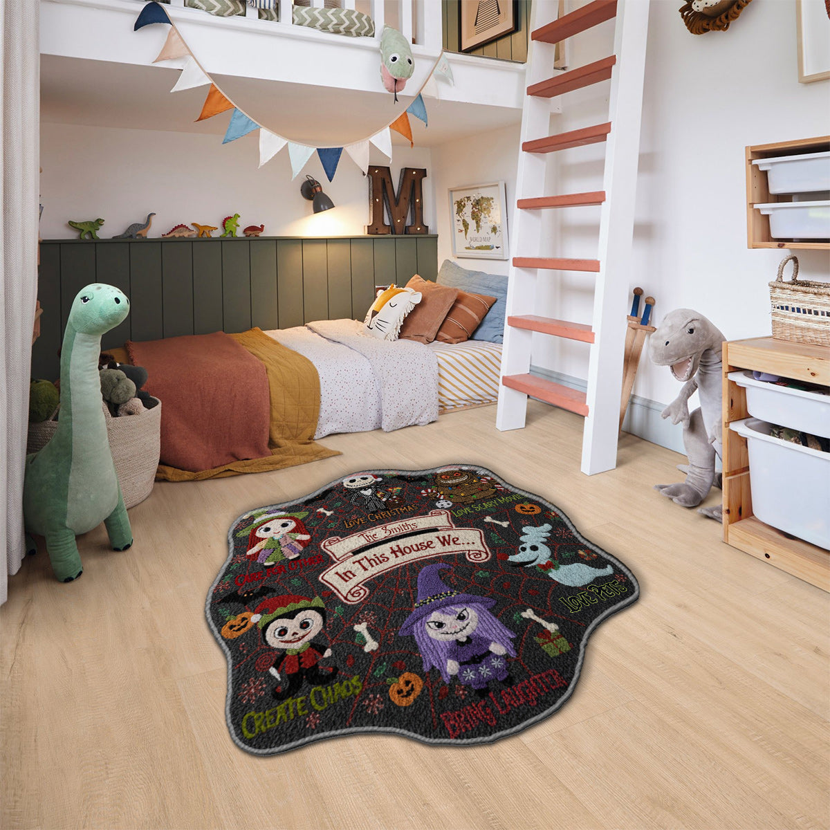 In this House Nightmare Before Christmas - Personalized Nightmare Non-Slip Tufted Rug