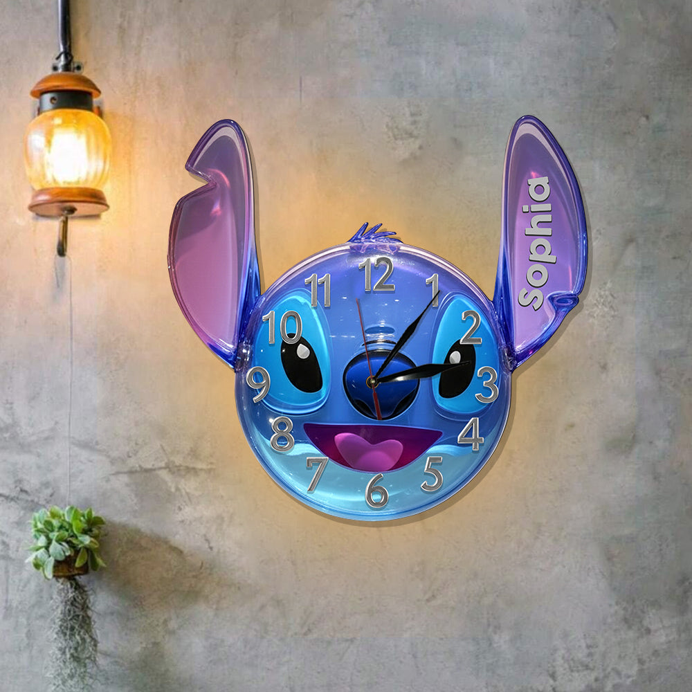 Whimsical Character - Personalized Ohana LED Light Wall Clock