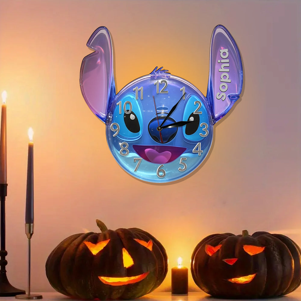 Whimsical Character - Personalized Ohana LED Light Wall Clock
