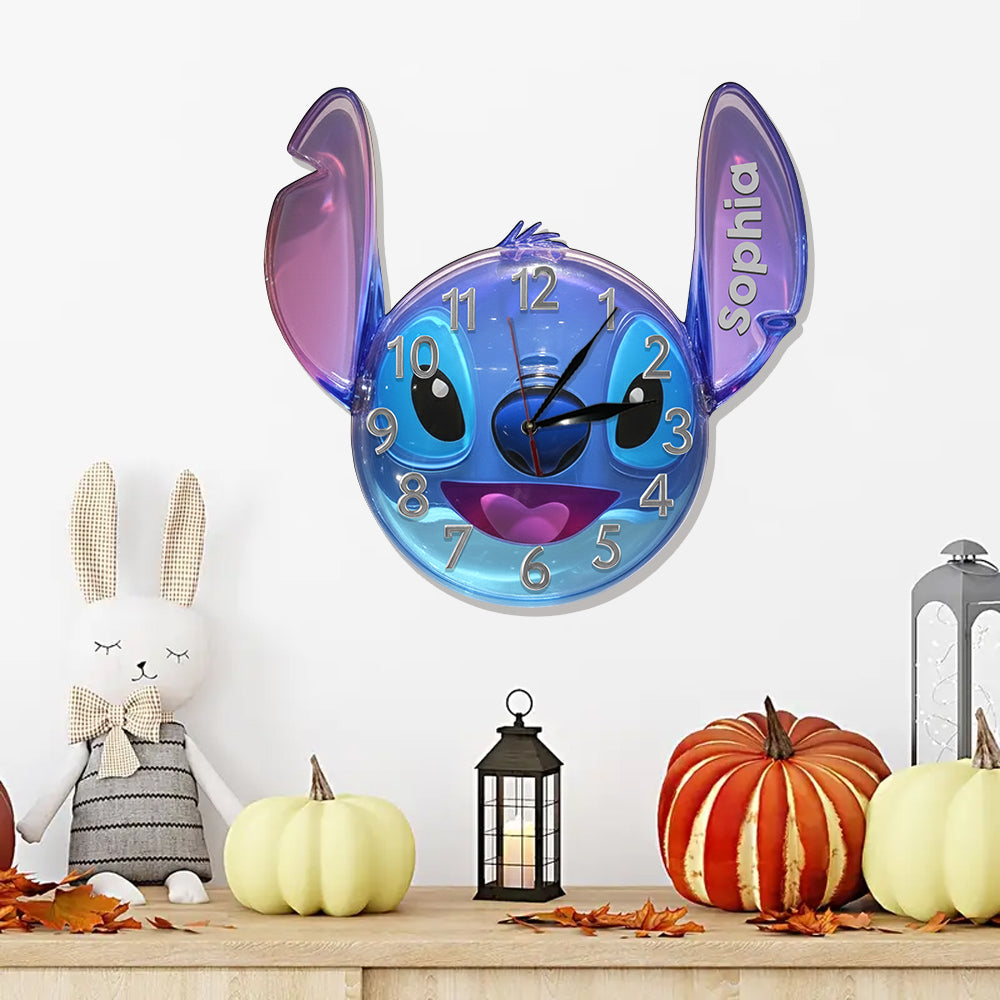 Whimsical Character - Personalized Ohana LED Light Wall Clock