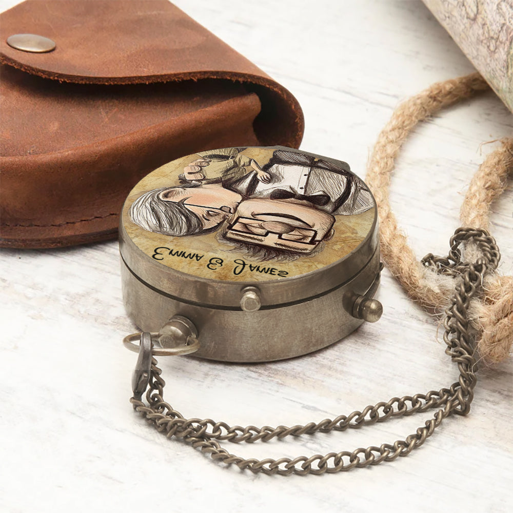 Your Home Is With Me And Mine Is With You - Personalized Couple Compass