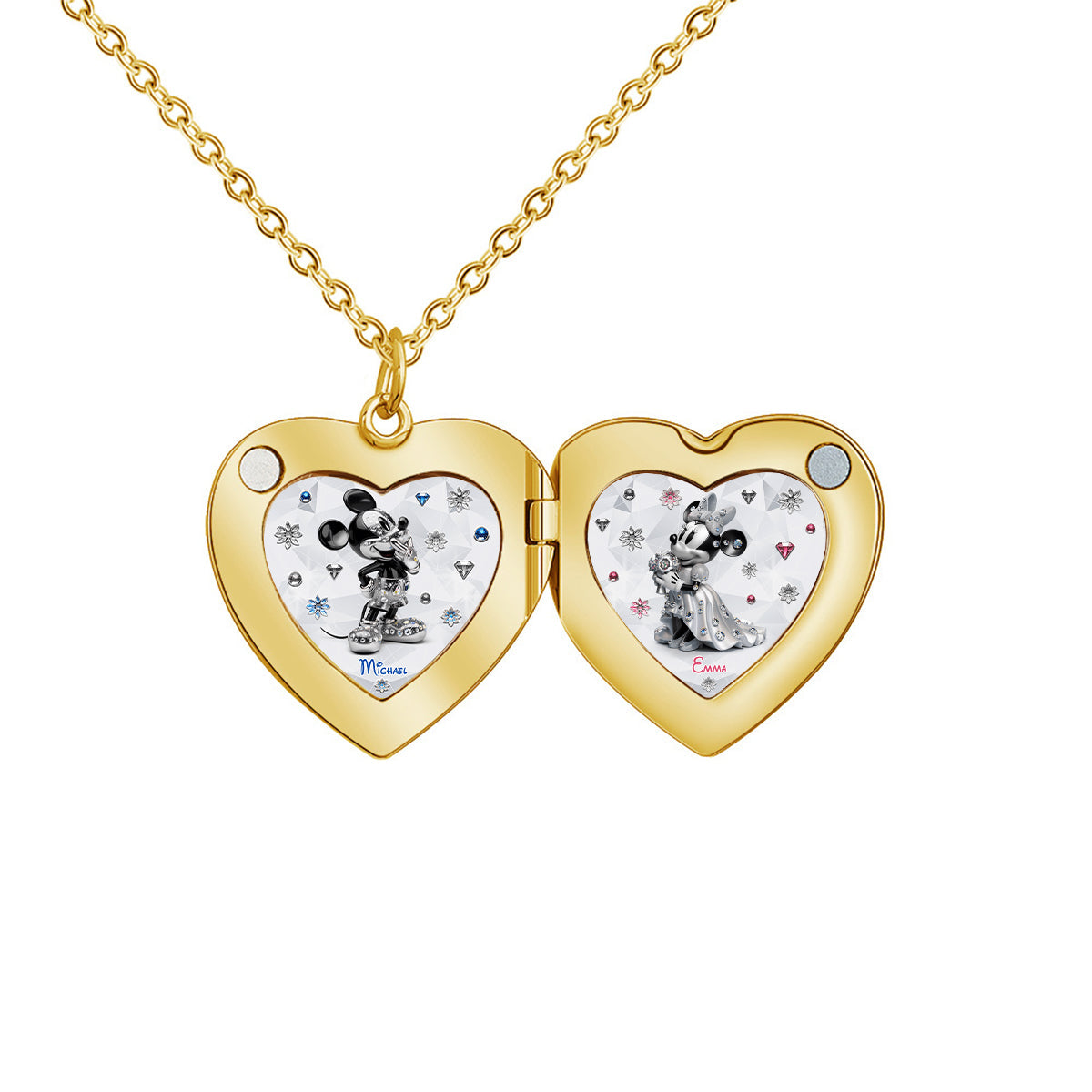 Cute Mouse Couple - Personalized Mouse Locket Pendant Necklace