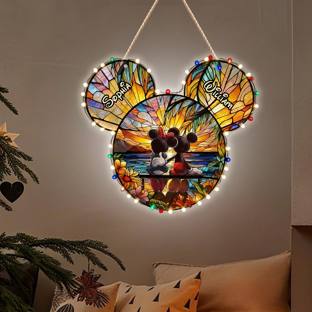 Glowing Romance Mouse Couple - Personalized Mouse LED Light Acrylic Sign