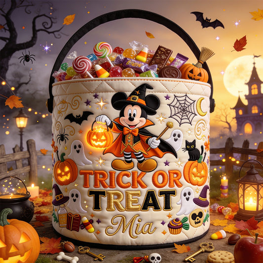 Trick Or Treat - Personalized Mouse Canvas Bucket Bag