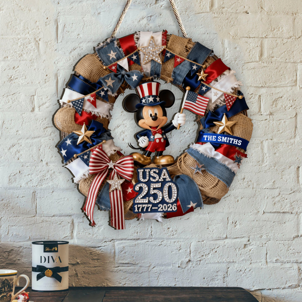 Patriotic Mouse America 250th Anniversary - Personalized Mouse Custom Shaped Wood Sign
