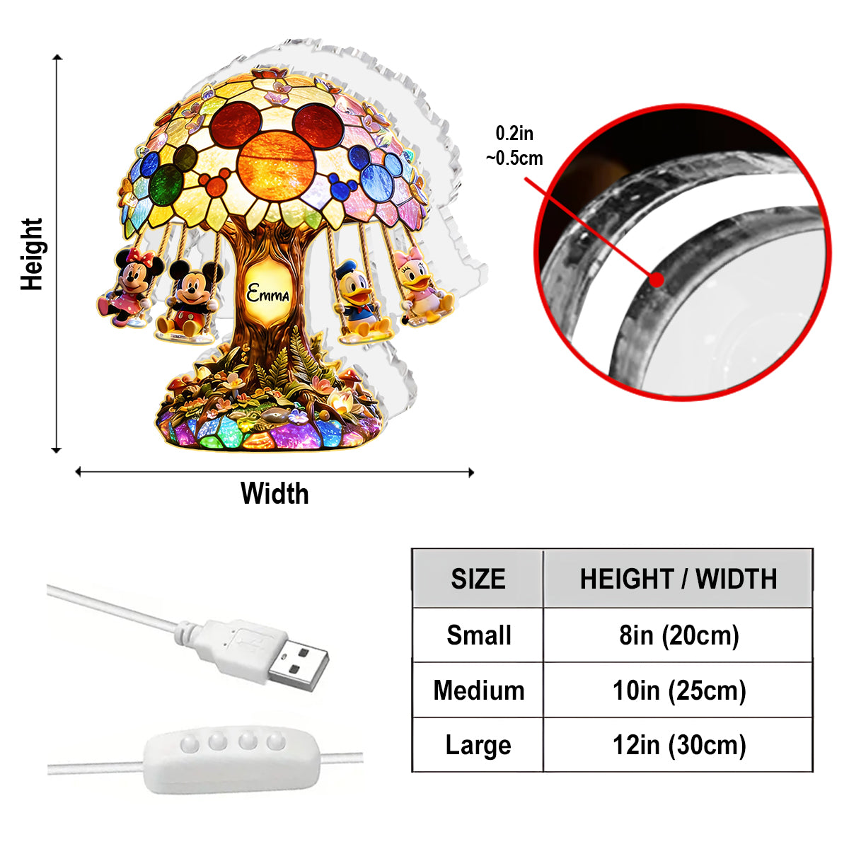Cartoon Magical Mouse - Personalized Mouse Acrylic LED Night Light