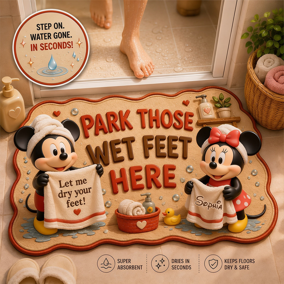 Cartoon Mouse Fans Gift - Personalized Mouse Drying Mat