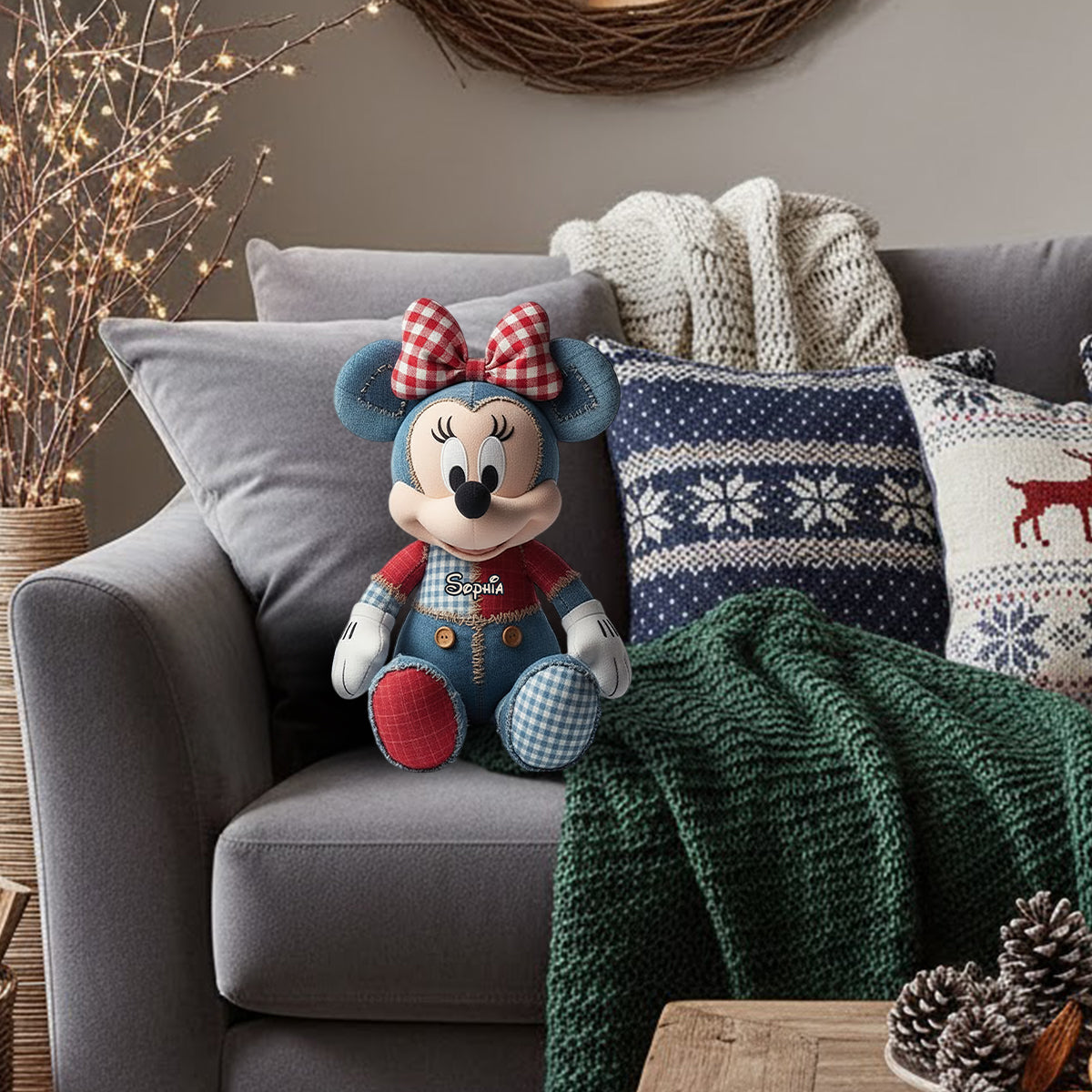 Cartoon Magical Mouse - Personalized Mouse Faux Fur Shaped Pillow