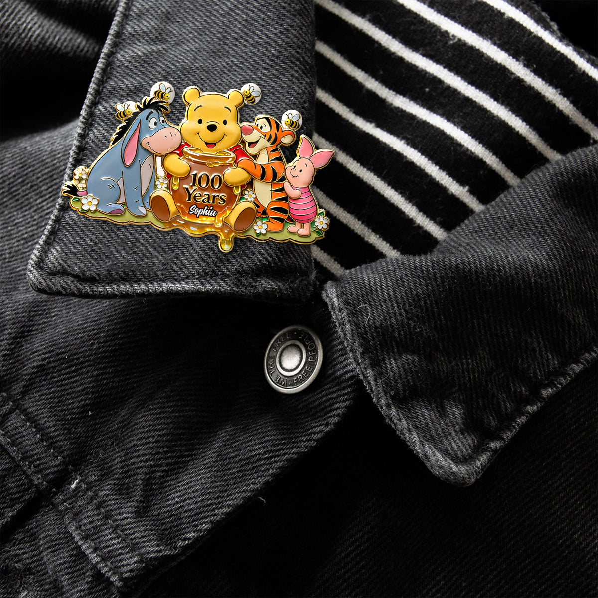 100 Years - Personalized Yellow Bear Pin