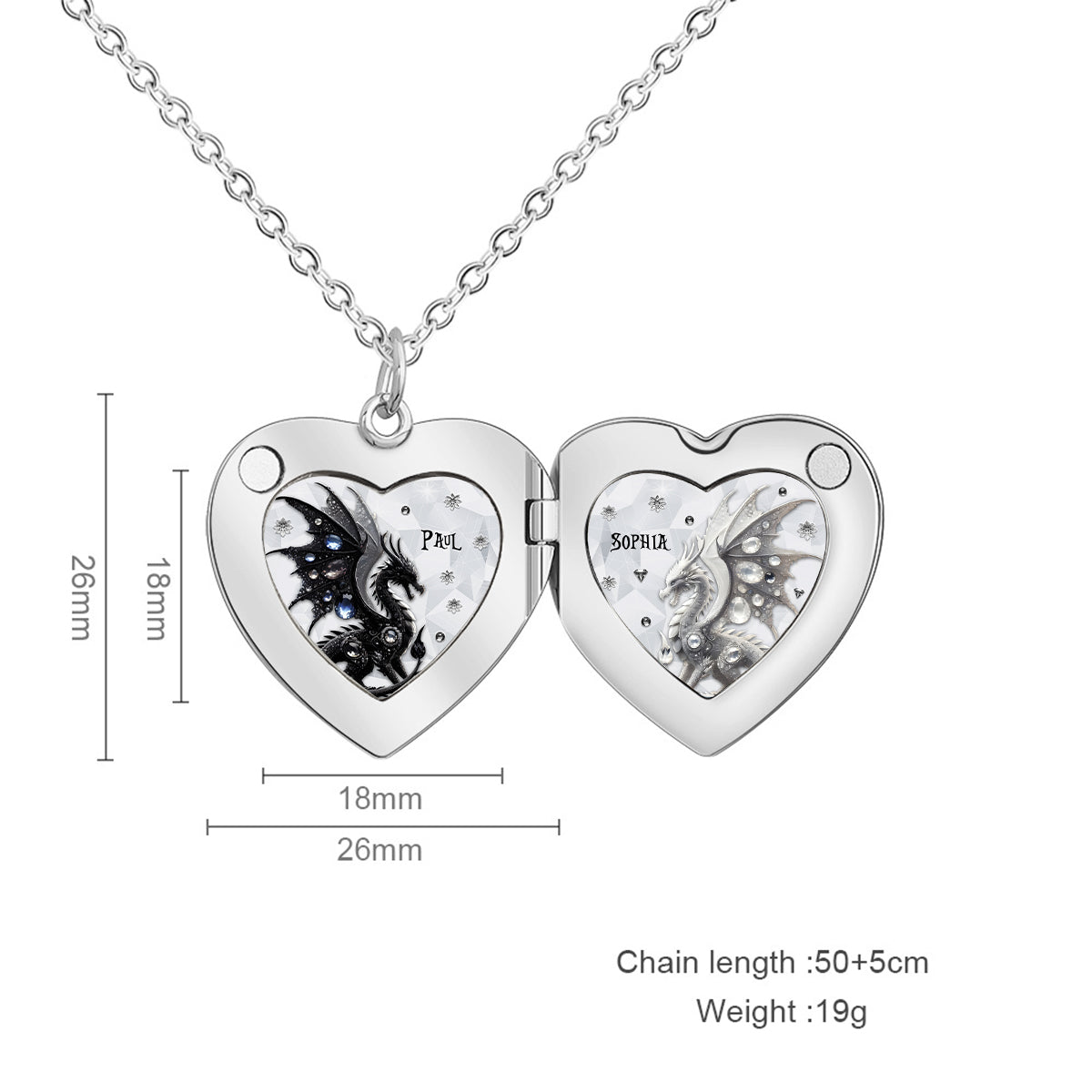 Together Since - Personalized Dragon Locket Pendant Necklace