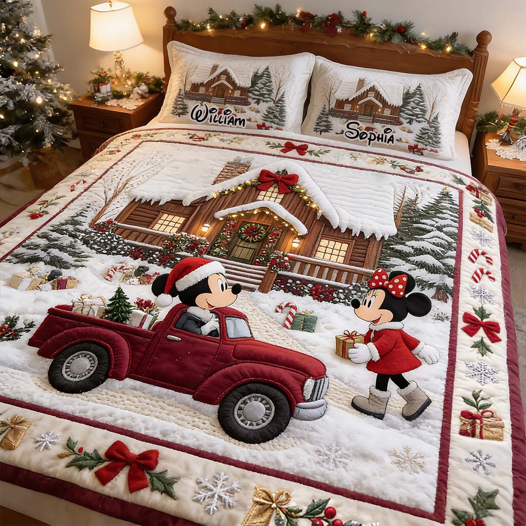 Merry Christmas - Personalized Mouse Quilt Set