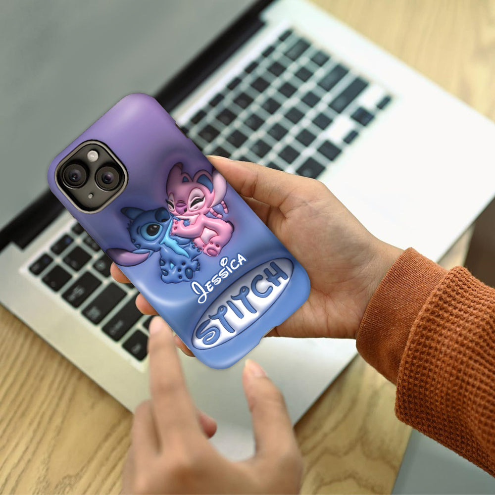 Cute Blue and Pink Alien - Personalized Ohana Full Print Phone Case