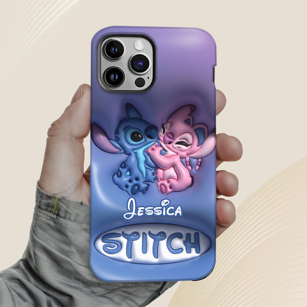 Cute Blue and Pink Alien - Personalized Ohana Full Print Phone Case