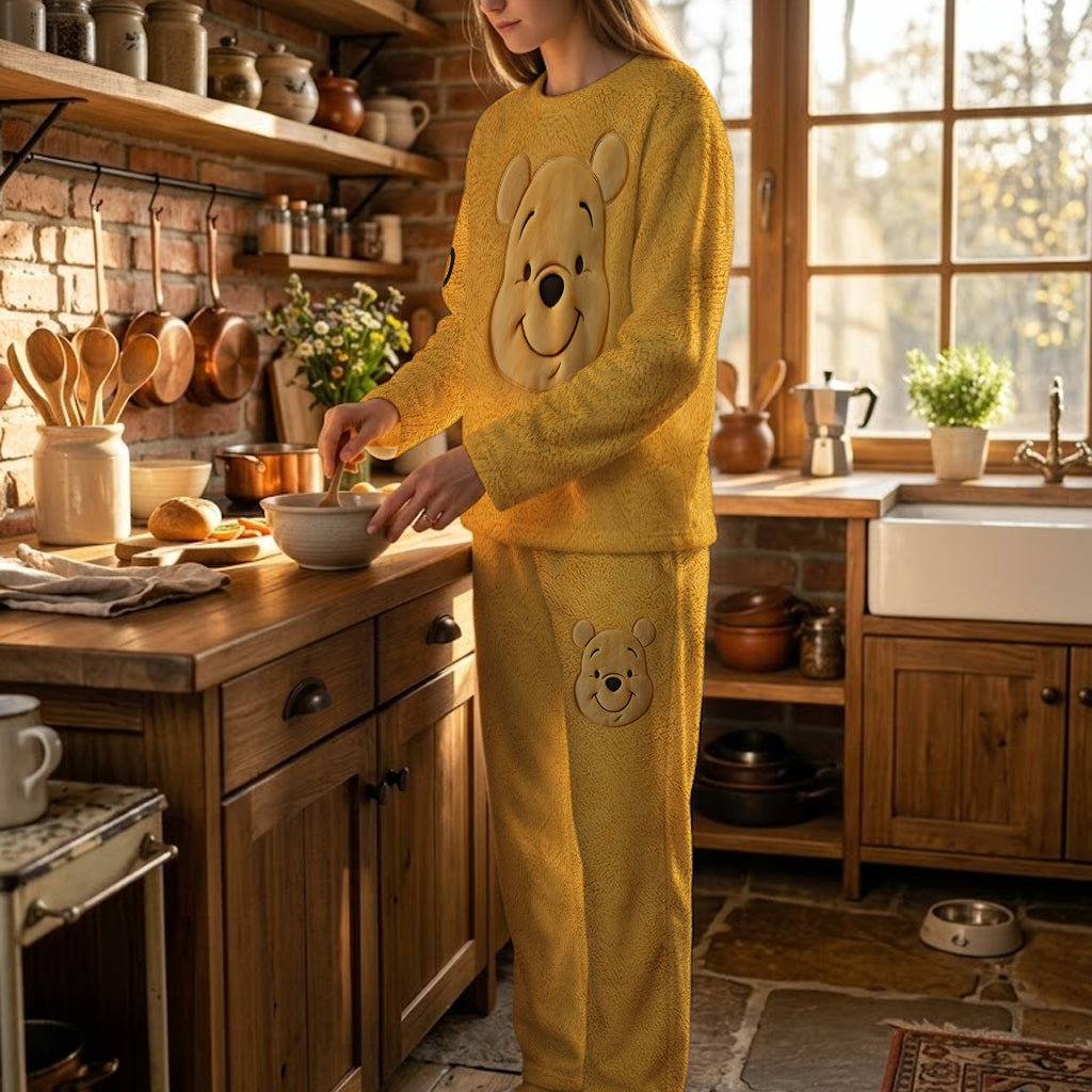 Cute Bear - Personalized Yellow Bear Fleece Lounge Set